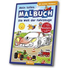 Economico Libri da Colorare Malbuch mit Stickern: Fahrzeuge