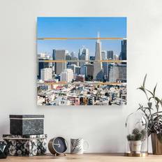 Stampa su legno Skyline di San Francisco