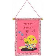 Polyester Easter Decorations National Tree Company Happy Hanging Banner Pink Easter Decoration 18"