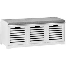 SoBuy 3 Grilled White Storage Bench 105x43cm