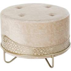 Or Repose-pieds Dkd Home Decor Beige Doré Métal Polyester 63 x 63 x 42 cm Repose-pied