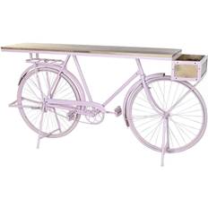 Rosa Mesas Consola Dkd Home Decor Bicicleta 180 x 41 x 94 cm Rosa Claro Hierro Madera de Mango Mesa Consola