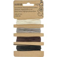 Glorex Gummibänder beige/grau/braun/schwarz 4 x 3 m, Ø 1 mm