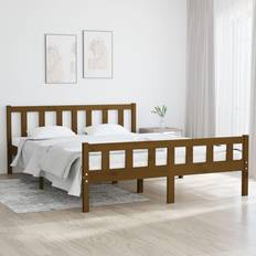 vidaXL 120x200 massivt træ gyldenbrun Sengeramme