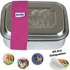 Silbrig Brotdosen Edelstahl-Brotdose TAPIRELLA – PFERDE 7-teilig in silber/pink