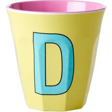 Melamine Babyflessen en Tafelgerei Rice melamine beker medium letter d geel