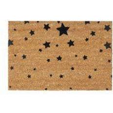 Relaxdays Doormat Star Pattern 40 x 60 cm Rectangular Coir Floor Mat Grey, Black cm