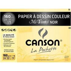 Noir Papiers Canson Bastelpapier, Zeichenpapier Mi-Teintes, schwarz 160 g/m²