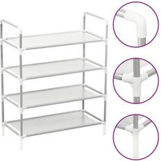 Plata Muebles y Accesorios de Pasillo vidaXL Zapatero Con 4 Estantes Metal Y Textil No Tejido Plateado Organizador de zapatos