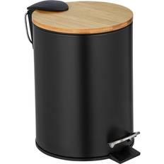 Bambou Poubelles à pédale Wenko Tortona 3L Noir Poubelle À Pédale