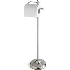 Sunnypoint Bathroom Free Standing Toilet Tissue Paper Roll Holder Stand with Reserve Function Satin Nickel