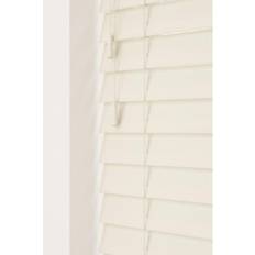 Cotton Pleated Blinds White 50mm Fine Grain Slatted Blinds 130cm Drop