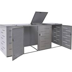 Schuppen für Mülleimer MCW 4er-Mülltonnenverkleidung MCW-E83, Mülltonnenbox Mülltonnenabdeckung, erweiterbar 108x61x76cm ~ (Gebäudefläche )
