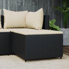 Synthetic Rattan Outdoor Stools Garden & Outdoor Furniture vidaXL Gartenhocker Mit Kissen Schwarz Poly Rattan