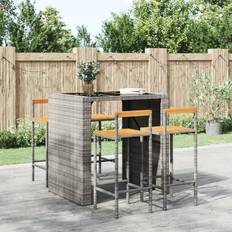 vidaXL barstole 4 stk. polyrattan og massivt akacietræ