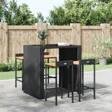 vidaXL barstole 4 stk. polyrattan og massivt