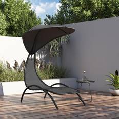 Grey Sun Beds vidaXL Sun Lounger with Canopy