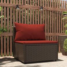 Goedkoop Modulaire Banken vidaXL Tuinmiddenbank Met Kussens Poly Rattan Bruin