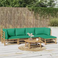 vidaXL Salotto Giardino 6 pz Con Cuscini Verdi Bambcod Mxl 76343 Set da Lounge da Esterno, Tavolo incluso 2 Sedie