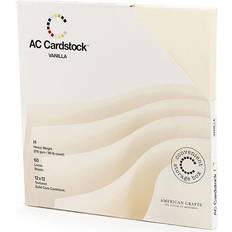 Beige Crafts American Crafts Textured Cardstock Pack 12"X12" 60/Pkg-Solid Vanilla