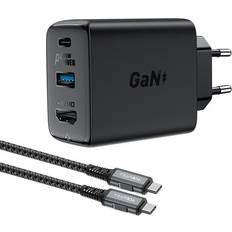 Acefast gan Acefast 2in1 Väggladdare 65W USB Till Typ-C Till HDMI Till Typ-C Kabel Svart