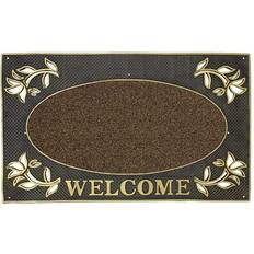JVL Metallic Welcome Rectangular Door Mat Brown, Gold, Black, Yellow cm
