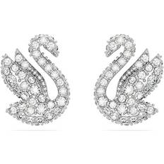 Swarovski Iconic Swan Stud Earrings - Silver/Transparent