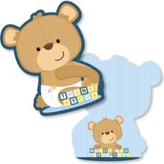 Gift Bags Baby Boy Teddy Bear Baby Shower Shaped Thank You Cards with Envelopes 12 Ct Blue