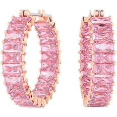 Swarovski Matrix Hoop Earrings - Rose Gold/Pink