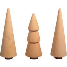 Beige Décorations de Noël Rayher 3 Petits Arbres En Bois Décoratifs Ø 2.9 x 8 cm Sapin de Noël