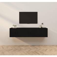 Tv cabinets vidaXL Wall-mounted TV Cabinets 3 pcs Black Wall Cabinet