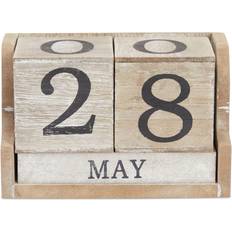 Office Supplies Juvale Wooden Perpetual Block Calendar Teachers Students