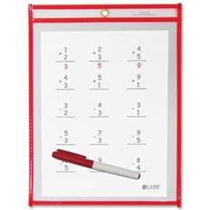 Red Board Erasers & Cleaners C-Line Reusable Dry Erase Pocket, Neon