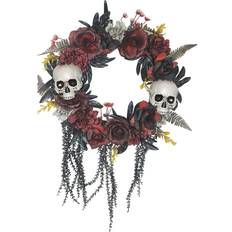 Articoli per Feste Sunstar Skulls & Red Roses Wreath Halloween Decoration Decorazione