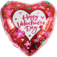 Happy Valentins Day Folienballon mit Blumen für Valentinstag