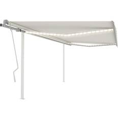 vidaXL Manual Retractable Awning with LED 4x3.5 m Cream