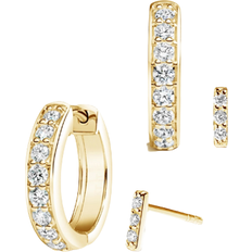 The Visionary Hoop and Stud Earring Set - Gold/Diamond