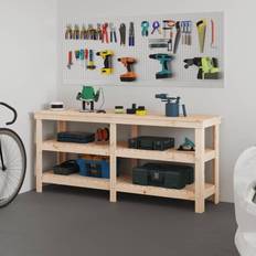 vidaXL Work Bench 181 x 50 x 80 cm Solid Wood Pine Writing Desk