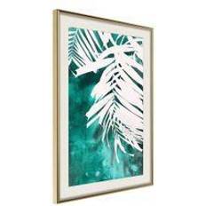 Artgeist Inramad White Palm on Teal Background 30x45 Poster