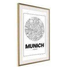 Artgeist Inramad City Map: Munich Round Poster