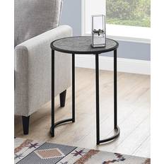 Round side tables living room Monarch Specialties GREY & Black Stone-Look Top Small Table