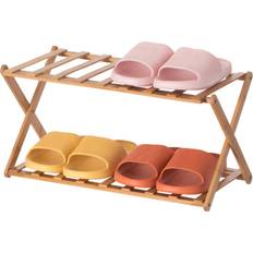 Basicwise Bamboo Foldable Organizer Shoe Rack