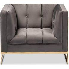 Gray Armchairs Baxton Studio Ambra Velvet Armchair