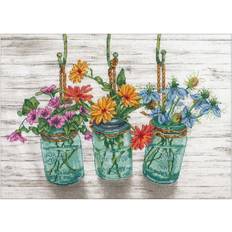 Dimensions 14" x 10" Flowering Jars Counted Cross Stitch Kit