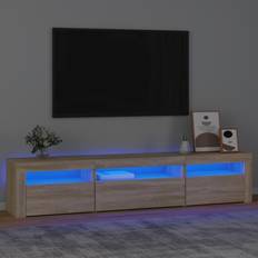 vidaXL Cabinet with LED Lights Sonoma Oak 195 x 35 x 40 cm TV Bench