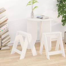 vidaXL Tabourets Blanc 40x40x45 cm Bois Massif De Pin Tabouret 2pcs