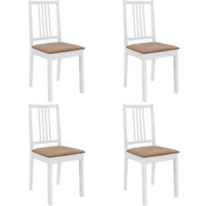 Marrón Sillas de Cocina vidaXL Sillas Comedor Con Cojines 4 Unidades Madera Maciza Blanca Silla de Cocina