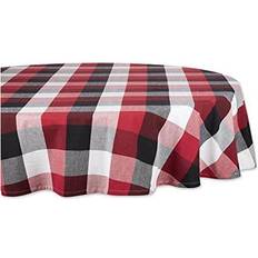 Red Cloths & Tissues DII 70" Round Tri Color Check Tablecloth Red