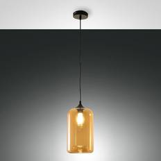 Vetro Lampade a Sospensione Fabas Luce Hängelampe Amber Glas 180 mm E27 Dimmbar Lampada a Sospensione