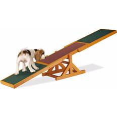 Relaxdays Colourful Wooden Pet Seesaw 54 x 180 x 30 cm Brown